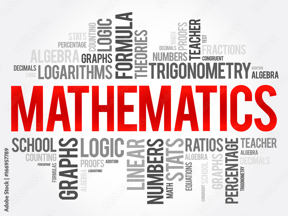 Mathematics word cloud collage, education concept background Mathematics word cloud collage, education concept background