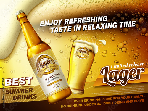 Refreshing lager beer ads