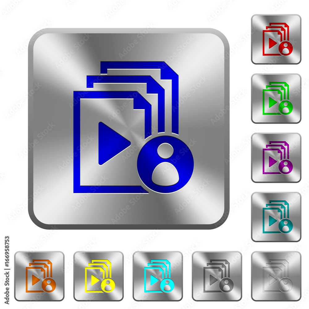 Playlist author rounded square steel buttons