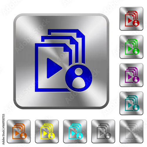 Playlist author rounded square steel buttons