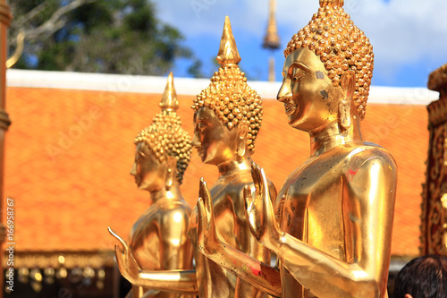 group buddha golden for decoration temple at thailand