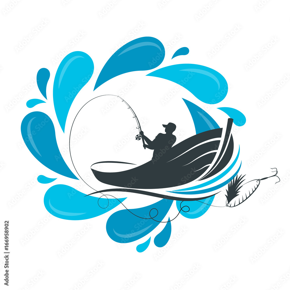 Fisherman in a boat and a drop of water Fisherman in a boat and a drop of water