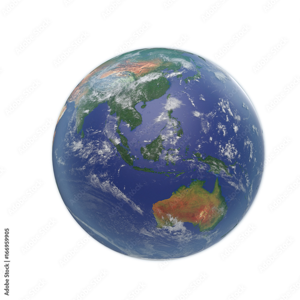Planet Earth on white. 3D illustration, clipping path