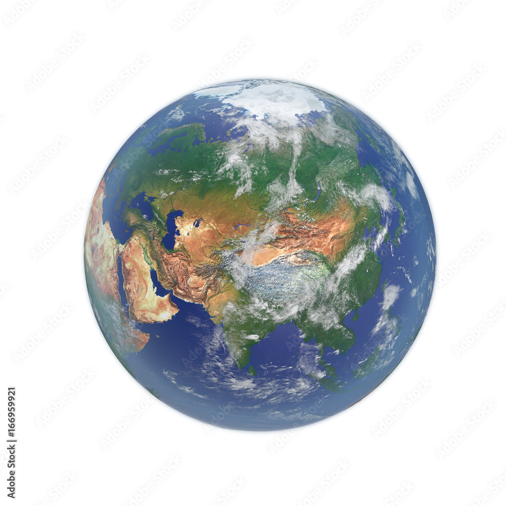 Planet Earth on white. 3D illustration, clipping path