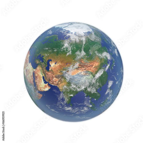 Fototapeta Naklejka Na Ścianę i Meble -  Planet Earth on white. 3D illustration, clipping path