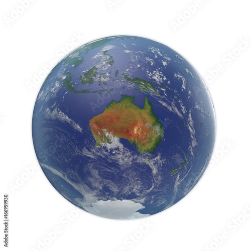 Planet Earth on white. 3D illustration  clipping path