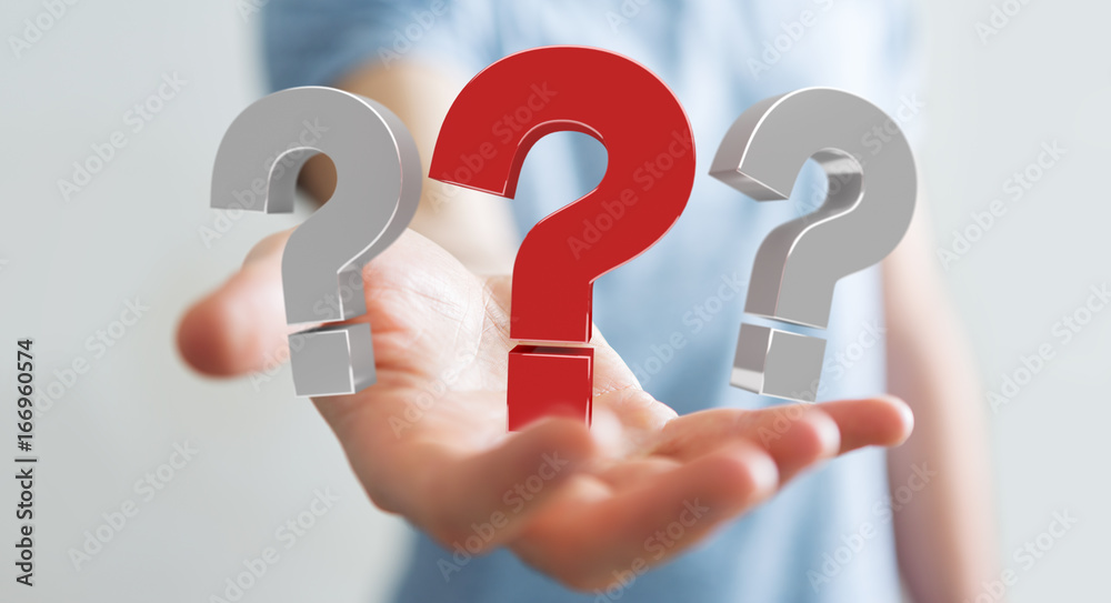 Businessman using 3D rendering question marks Businessman using 3D rendering question marks