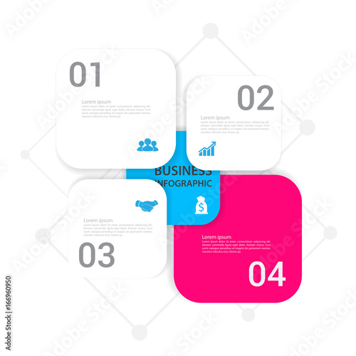 Modern infographics options banner. with 4-part chart and icons. Vector.