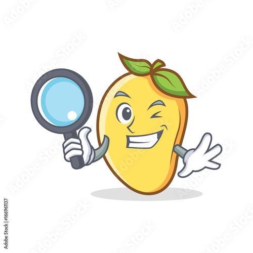 Detective mango character cartoon mascot