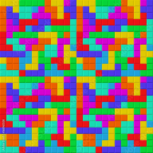 Tetris game. Brick pieces. Seamless pattern. © chereliss