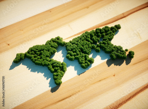 Quadro em tela World map forest concept. 3d Illustration.