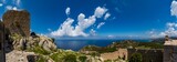 Magnificent panoramic view from the Kritinia castle - Kastellos, Rhodes island, Greece