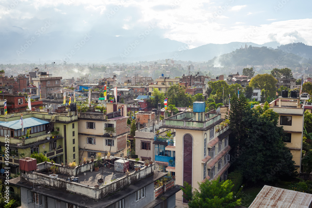 Landscape of Kathmandu city in front of Himalayas