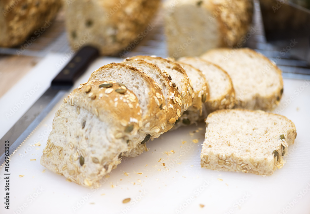 white whole wheat bread on wood table