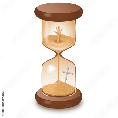 Hourglass sand glass leaking killing time vector illustration