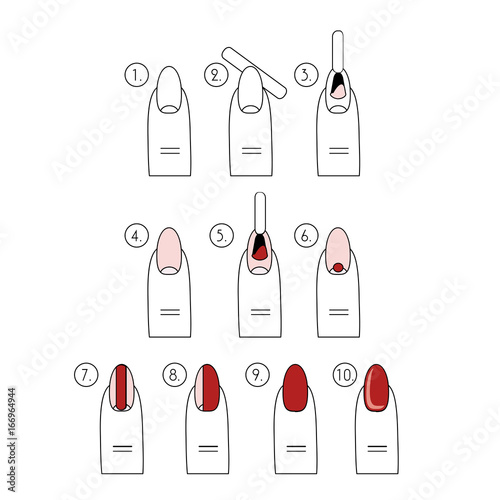 Vector design  how to do a manicure correctly. Steps of manicure  icon