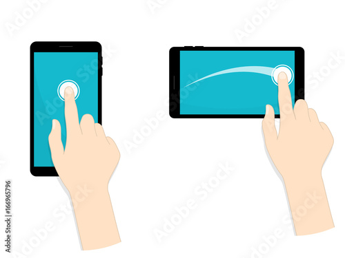 swipe smartphone touching screen vector