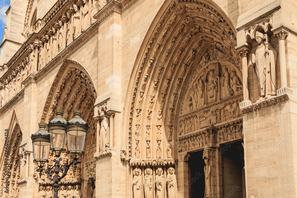 Detail of the architecture of Notre-Dame Cathedral