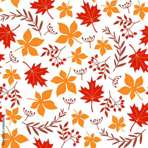 Seamless leaf pattern. Autumn background. Vector illustration