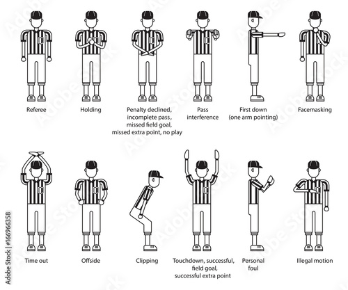 referee american football icon set