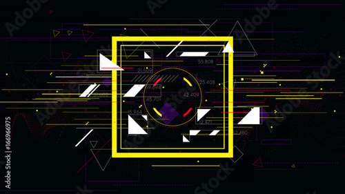 Tech futuristic abstract colorful square, sci-fi vector geometric backgrounds