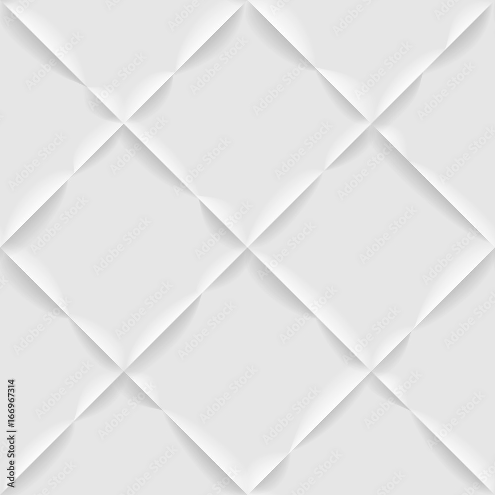 Fototapeta premium Seamless White Diagonal Plaid Pattern. Embossed Effect Texture Vector Design.