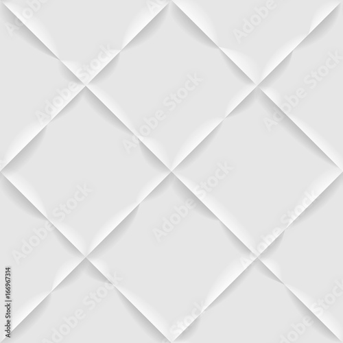 Seamless White Diagonal Plaid Pattern. Embossed Effect Texture Vector Design. 
