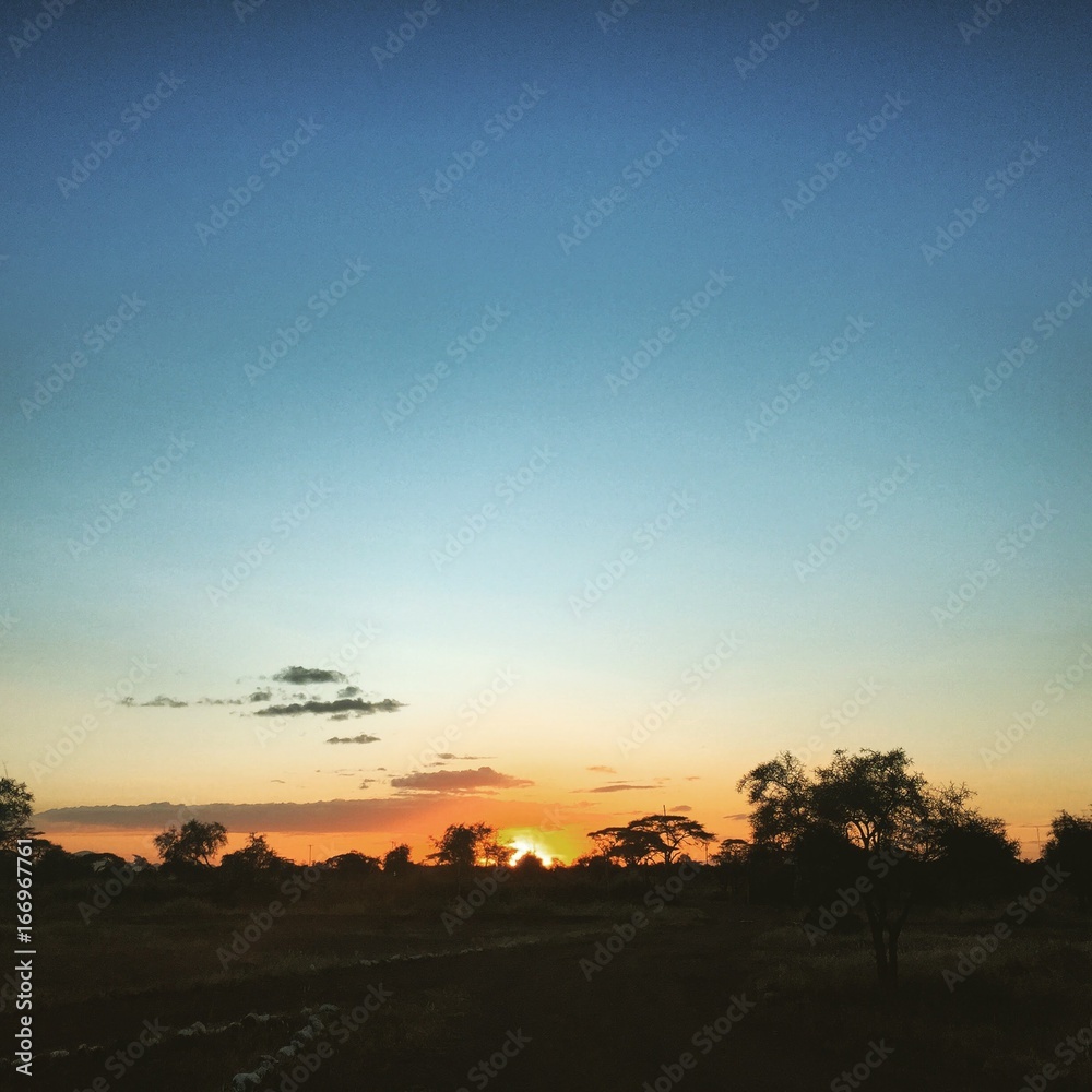 Sunset from Amboseli National Park in Kenya