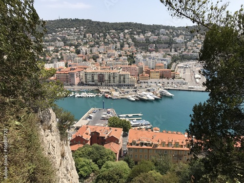 A view of the port of Nice, France from Colline du Château