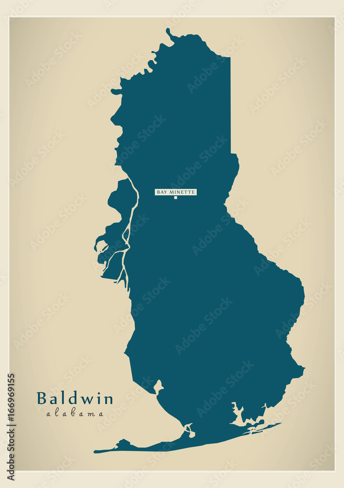 Modern Map - Baldwin Alabama county USA illustration