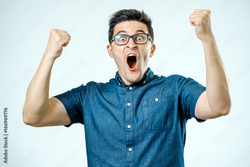 Caucasian man with surprised expression Caucasian man with surprised expression