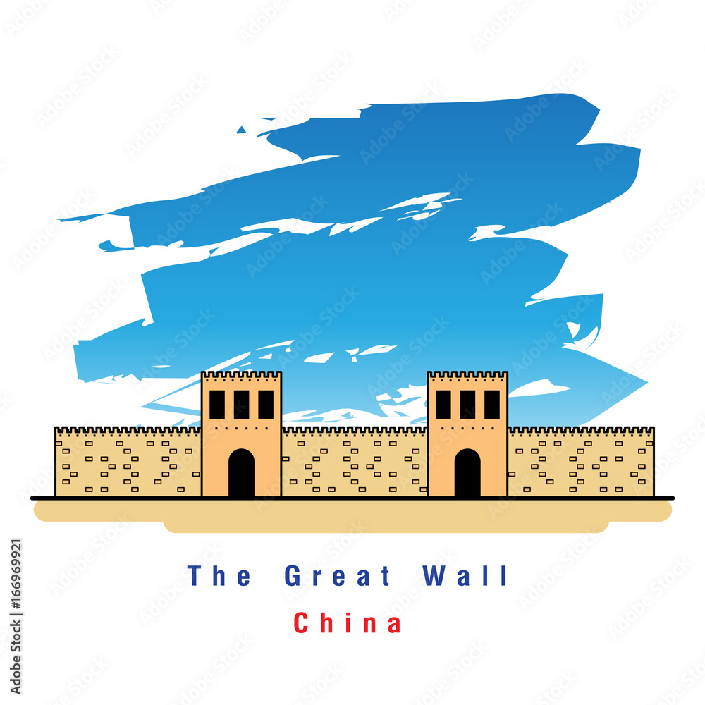 Naklejka premium Illustrator of Great Wall of China. Vector Illustration