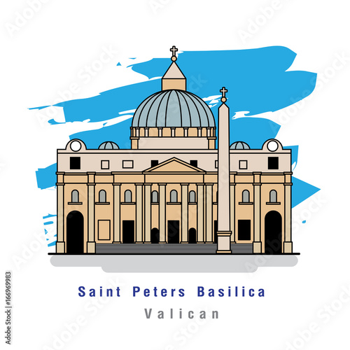 Photography Illustrator of Saint peter basilica vatican. Vector Illustration
