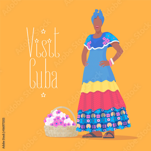 Cuban black woman vector illustration