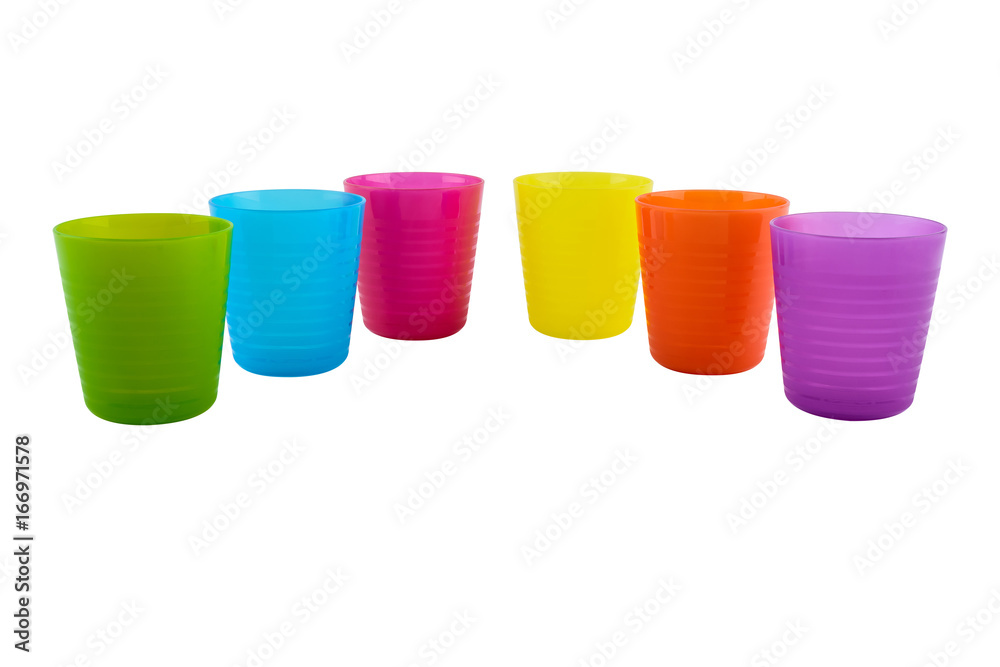 Colorful plastic glass isolated on white background Colorful plastic glass isolated on white background