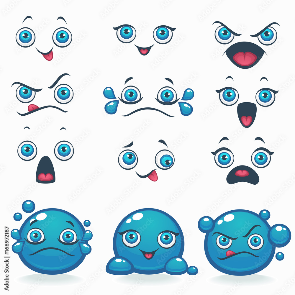 funny cartoon emotion for your own characters. Eyes, Lips, Smile funny cartoon emotion for your own characters. Eyes, Lips, Smile