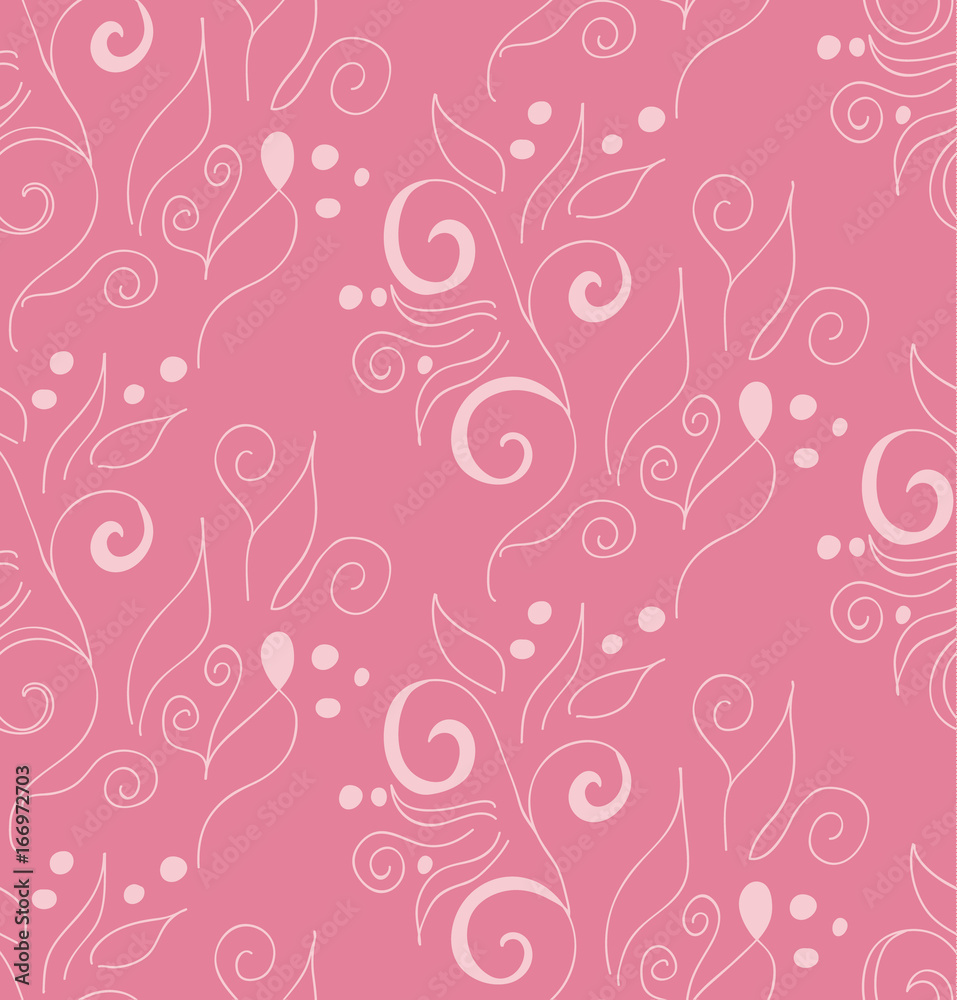 Vector pink floral pattern, seamless background
