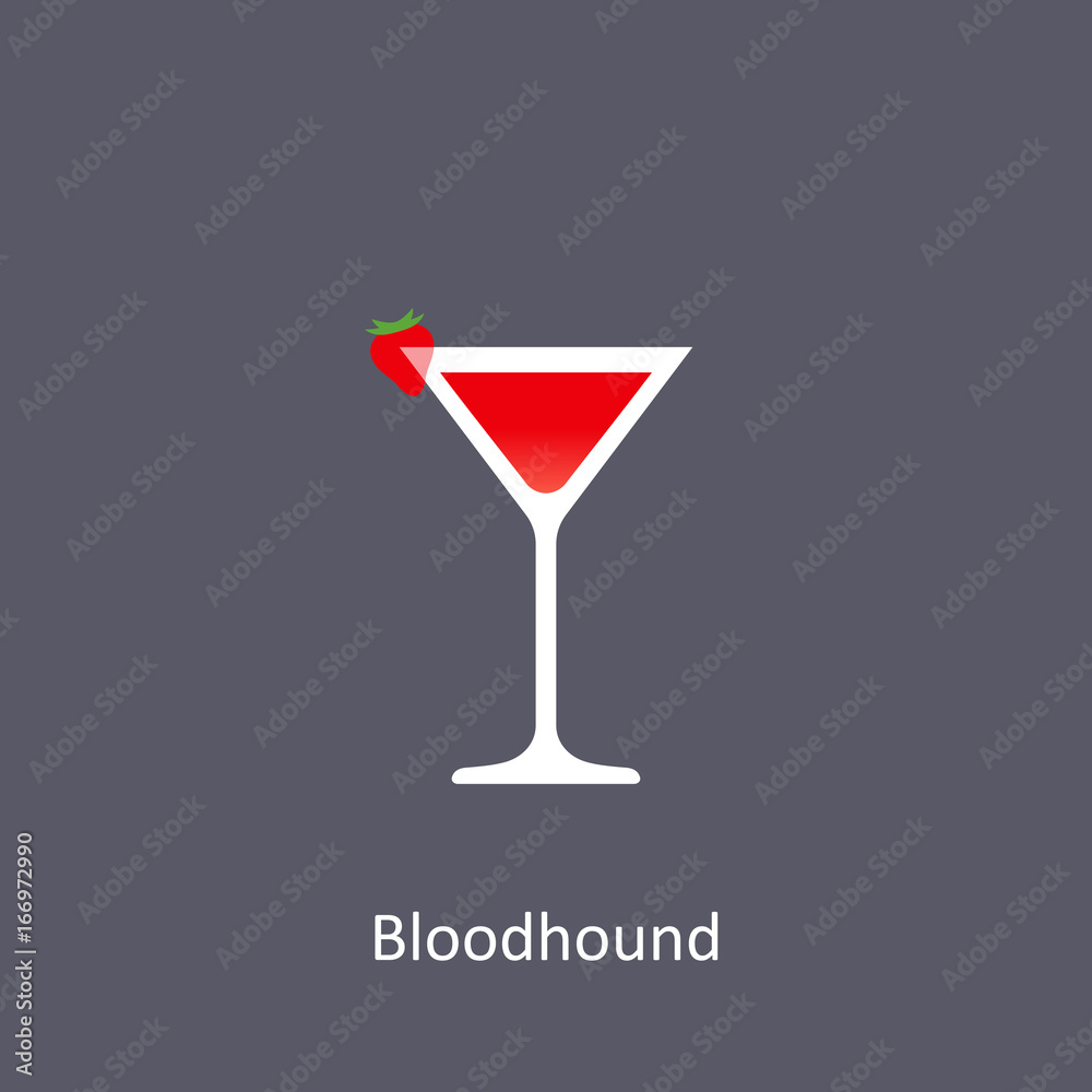 Bloodhound cocktail icon on dark background in flat style