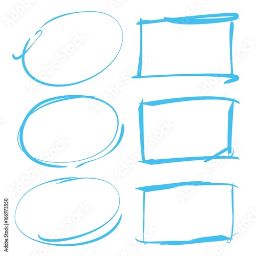 hand drawn circle and rectangle frames and markers