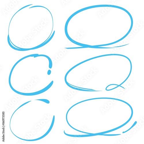 blue hand drawn marker set