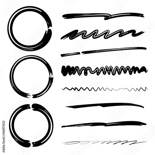 hand drawn marker set and underlines