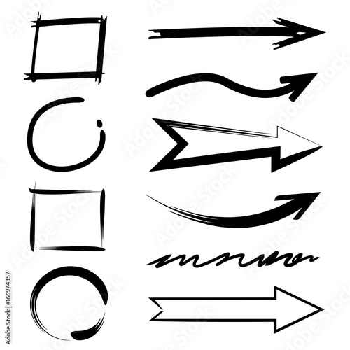 hand drawn arrows, marker set