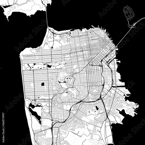 San Francisco Monochrome Vector Map