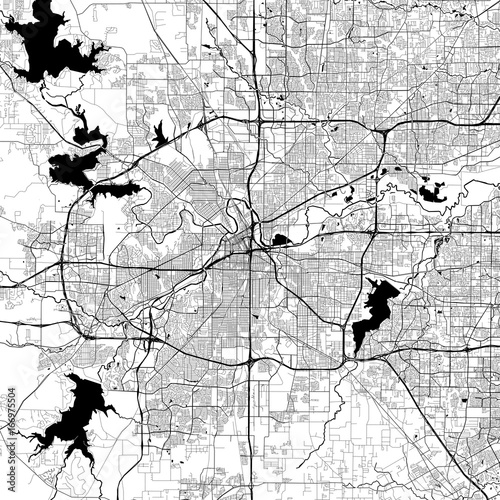 Fort Worth Monochrome Vector Map photo