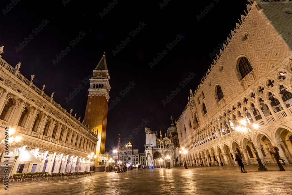 San Marco square in Venice night. Venice, Italy