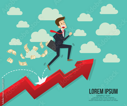 Running towards the goal. Business vector illustration