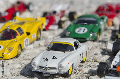Beautiful race cars at the sun