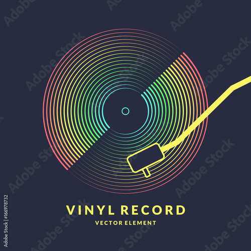 Poster of the Vinyl record. Vector illustration on dark background