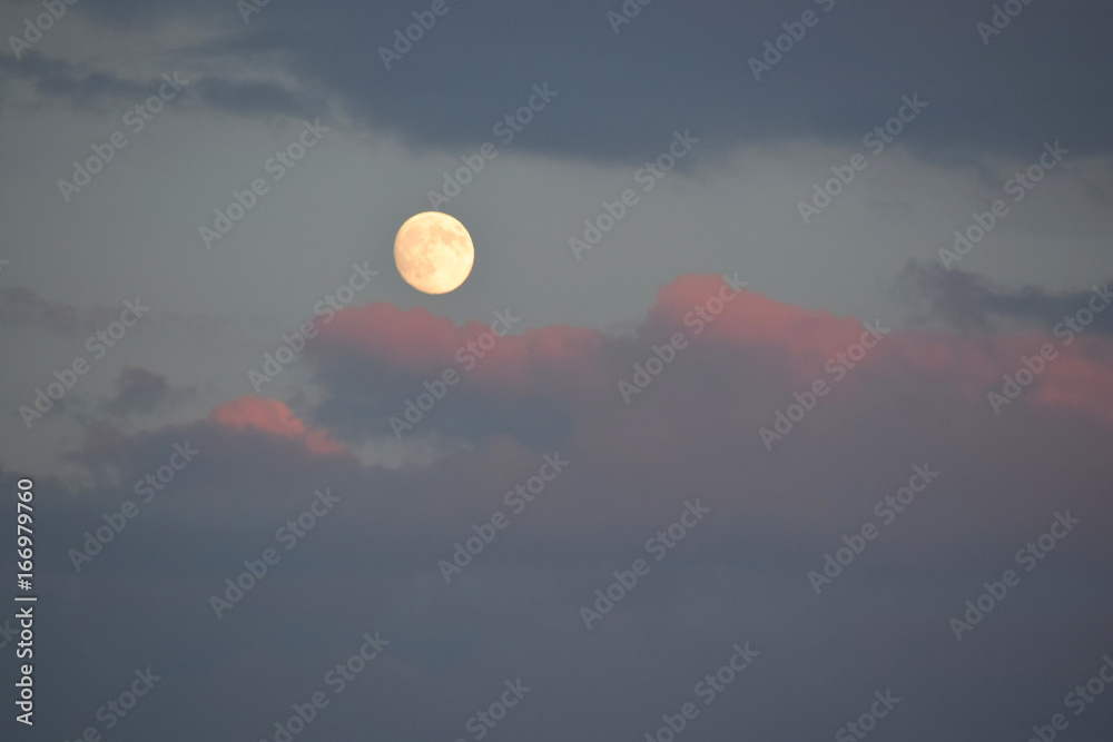 Fototapeta premium Le lune va se faire manger par un nuage en forme de crocodile.