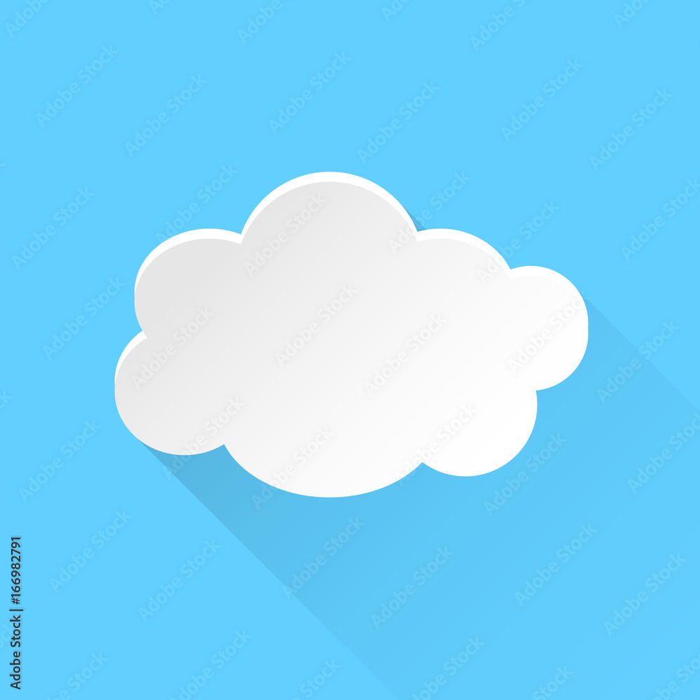 Cloud sky vector icon. Clouds with shadow flat vector illustration. Cartoon bubble business concept pictogram on blue background. Cloud sky vector icon. Clouds with shadow flat vector illustration. Cartoon bubble business concept pictogram on blue background.